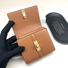 Load image into Gallery viewer, CL130 Small Trifold Wallet 16 in Shiny Calfskin Brown / 4 x 4 x 2 IN