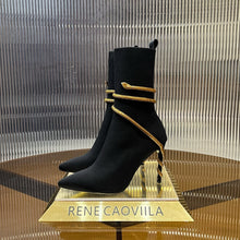 Load image into Gallery viewer, SE1491 Rene Caovilla Margot Black And Silver Ankle Boot 105 / Size4-12