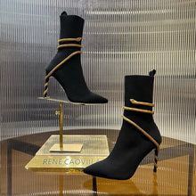 Load image into Gallery viewer, SE1492 Rene Caovilla Margot Black And Silver Ankle Boot 105 / Size4-12