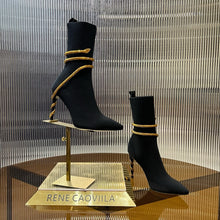 Load image into Gallery viewer, SE1491 Rene Caovilla Margot Black And Silver Ankle Boot 105 / Size4-12