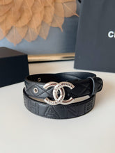 Load image into Gallery viewer, BL271 CHANEL Classic Double C Belt in Gunmetal & Calfskin / 3.0 cm