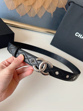 Load image into Gallery viewer, BL271 CHANEL Classic Double C Belt in Gunmetal & Calfskin / 3.0 cm