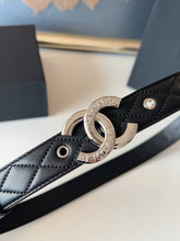 Load image into Gallery viewer, BL271 CHANEL Classic Double C Belt in Gunmetal & Calfskin / 3.0 cm
