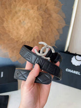 Load image into Gallery viewer, BL272 CHANEL Classic Double C Belt in Gunmetal & Calfskin / 3.0 cm