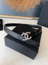 Load image into Gallery viewer, BL272 CHANEL Classic Double C Belt in Gunmetal & Calfskin / 3.0 cm