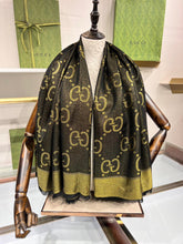 Load image into Gallery viewer, CLTH345 GG Lamé Jacquard Shawl / 55.1"W x 55.1"L