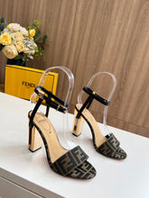 Load image into Gallery viewer, SE1169 FF Delfina Brown Fabric High-heeled Sandals / Size4-12