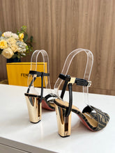 Load image into Gallery viewer, SE1169 FF Delfina Brown Fabric High-heeled Sandals / Size4-12