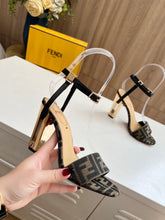 Load image into Gallery viewer, SE1169 FF Delfina Brown Fabric High-heeled Sandals / Size4-12