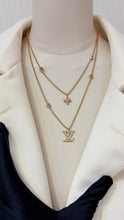 Load image into Gallery viewer, JW1444 LV Zirconia Floral & Monogram Double-Strand Necklace