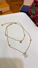 Load image into Gallery viewer, JW1444 LV Zirconia Floral & Monogram Double-Strand Necklace