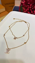Load image into Gallery viewer, JW1444 LV Zirconia Floral & Monogram Double-Strand Necklace