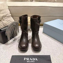 Load image into Gallery viewer, SE1762 Prada 26SS Stacked Western Buckle Biker Ankle Boots / Size 5-11