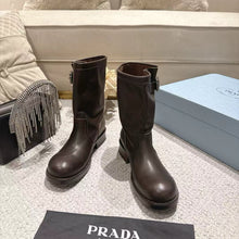 Load image into Gallery viewer, SE1762 Prada 26SS Stacked Western Buckle Biker Ankle Boots / Size 5-11