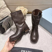 Load image into Gallery viewer, SE1762 Prada 26SS Stacked Western Buckle Biker Ankle Boots / Size 5-11