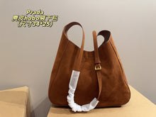 Load image into Gallery viewer, PD369 Large Hobo Bag in Suede Leather / 13.4x9.8x3.1inch