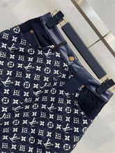Load image into Gallery viewer, CLTH387 LB Monogram Denim Midi Skirt