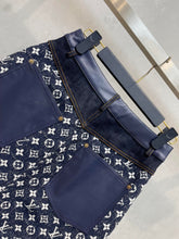 Load image into Gallery viewer, CLTH387 LB Monogram Denim Midi Skirt