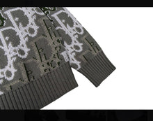 Load image into Gallery viewer, CLTH495 Dior 26FW Oblique Jacquard Knit Sweater / 100% Wool / Grey-Olive-White / Unisex