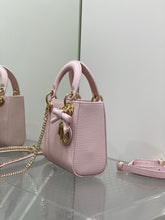 Load image into Gallery viewer, DR658 Dior Lady Dior 3-Quilt Bag / Crocodile-Embossed Calfskin / Bow Detail / 17cm