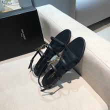 Load image into Gallery viewer, SE904 YSK Cassandra Flat Sandals in Smooth Leather with Gold-tone Monogram / Size5-11