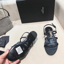Load image into Gallery viewer, SE904 YSK Cassandra Flat Sandals in Smooth Leather with Gold-tone Monogram / Size5-11