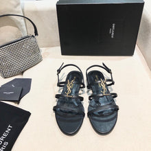 Load image into Gallery viewer, SE904 YSK Cassandra Flat Sandals in Smooth Leather with Gold-tone Monogram / Size5-11