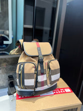 Load image into Gallery viewer, BUR103 Vintage Check Cotton Backpack / 14.9x12.6inch