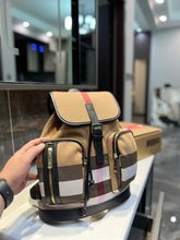 Load image into Gallery viewer, BUR103 Vintage Check Cotton Backpack / 14.9x12.6inch