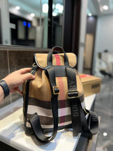 Load image into Gallery viewer, BUR103 Vintage Check Cotton Backpack / 14.9x12.6inch