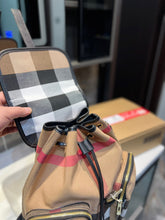 Load image into Gallery viewer, BUR103 Vintage Check Cotton Backpack / 14.9x12.6inch