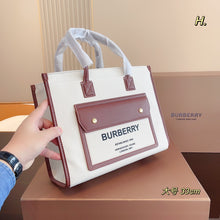 Load image into Gallery viewer, BUR105 Two-tone Canvas and Leather Mini/Small Freya Tote