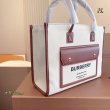 Load image into Gallery viewer, BUR105 Two-tone Canvas and Leather Mini/Small Freya Tote