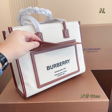 Load image into Gallery viewer, BUR105 Two-tone Canvas and Leather Mini/Small Freya Tote