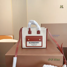 Load image into Gallery viewer, BUR105 Two-tone Canvas and Leather Mini/Small Freya Tote