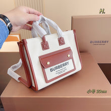 Load image into Gallery viewer, BUR105 Two-tone Canvas and Leather Mini/Small Freya Tote