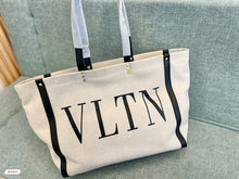 Load image into Gallery viewer, VLTN073 SMALL VLTN PRINT CANVAS TOTE BAG / W14.6xH11xD5.5 in