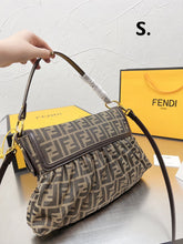 Load image into Gallery viewer, FF138 Vintage Brown Fabric Shoulder Bag / 13.8x9inch