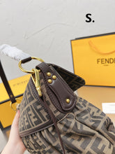 Load image into Gallery viewer, FF138 Vintage Brown Fabric Shoulder Bag / 13.8x9inch