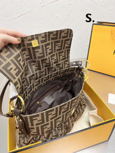 Load image into Gallery viewer, FF138 Vintage Brown Fabric Shoulder Bag / 13.8x9inch