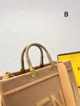 Load image into Gallery viewer, FF144 Sunshine Brown flannel Medium shopper bag / 13.8x12.2x6.7inch