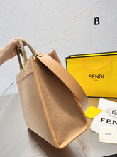 Load image into Gallery viewer, FF144 Sunshine Brown flannel Medium shopper bag / 13.8x12.2x6.7inch