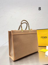 Load image into Gallery viewer, FF144 Sunshine Brown flannel Medium shopper bag / 13.8x12.2x6.7inch