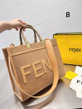 Load image into Gallery viewer, FF144 Sunshine Brown flannel Medium shopper bag / 13.8x12.2x6.7inch