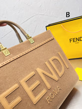 Load image into Gallery viewer, FF144 Sunshine Brown flannel Medium shopper bag / 13.8x12.2x6.7inch