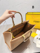 Load image into Gallery viewer, FF144 Sunshine Brown flannel Medium shopper bag / 13.8x12.2x6.7inch