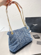 Load image into Gallery viewer, YSK198 Denim LouLou Puffer / 11.4 x 6.7 x 4.3 inches