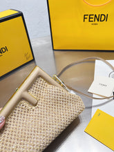 Load image into Gallery viewer, FF135 First Small Beige Raffia Macrame Bag / 10.2x3.7x7.1inch