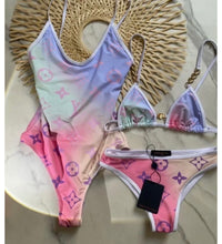 Load image into Gallery viewer, CLTH325 Monogram Gradient Cut-Out One-Piece/Bikini Swimsuit