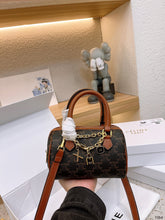 Load image into Gallery viewer, CL094 SMALL BOSTON in Triomphe Canvas and calfskin Tan / 8 x 6 x 3 IN